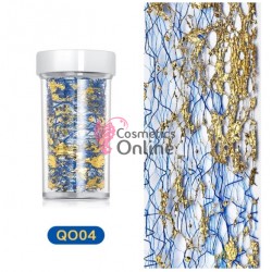 Foite subtiri colorate pentru decor unghii Q004 Albastru cu Auriu
